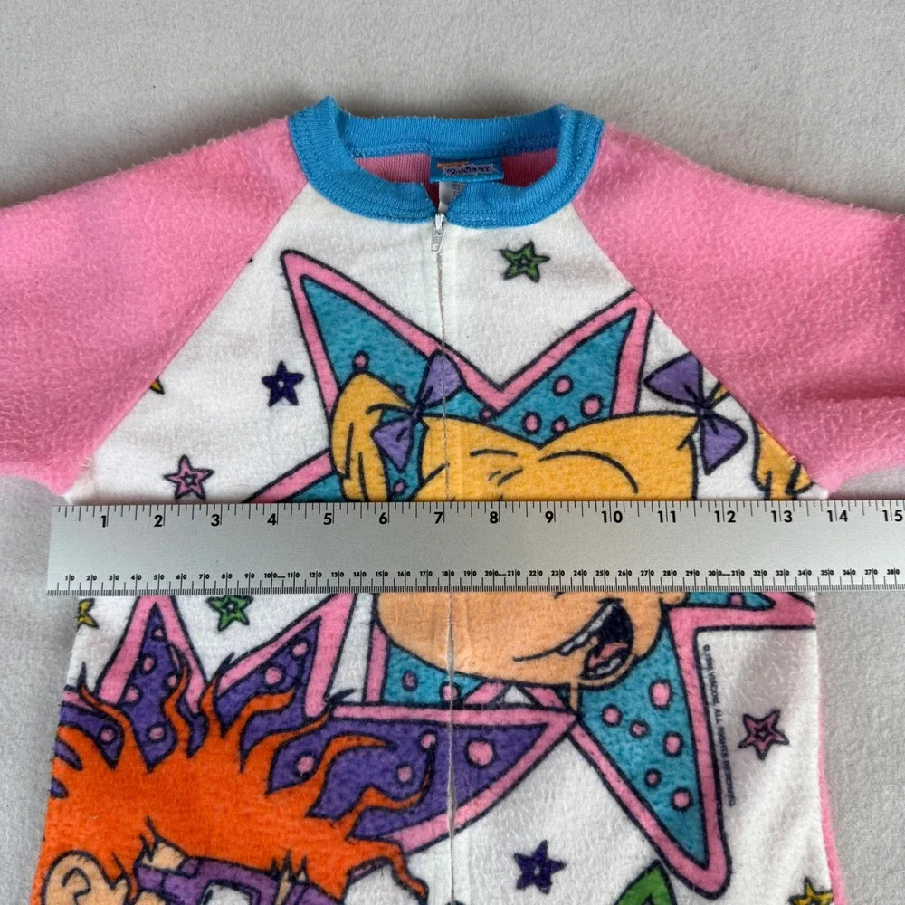 Vintage 1996 Nickelodeon Rugrats Fleece Zip Up Sleeper Pajamas Kid's Size 6 Pink